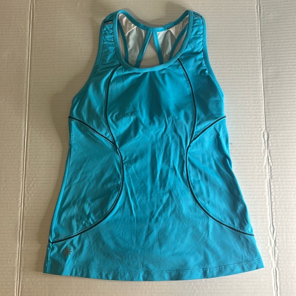 Athleta Turquoise Energy Fitness Yoga Tank Top with Sports Bra, size XS